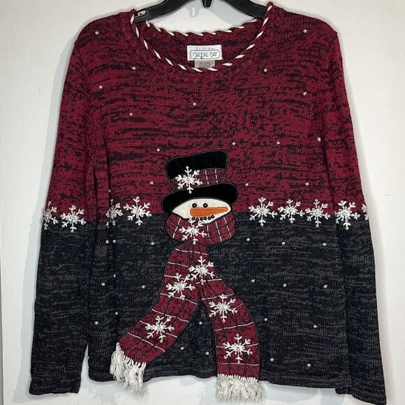 Mandal Bay Sweaters - Vintage Mandal Bay Christmas Sweater Red Snowman Festive Size Medium Knit Top